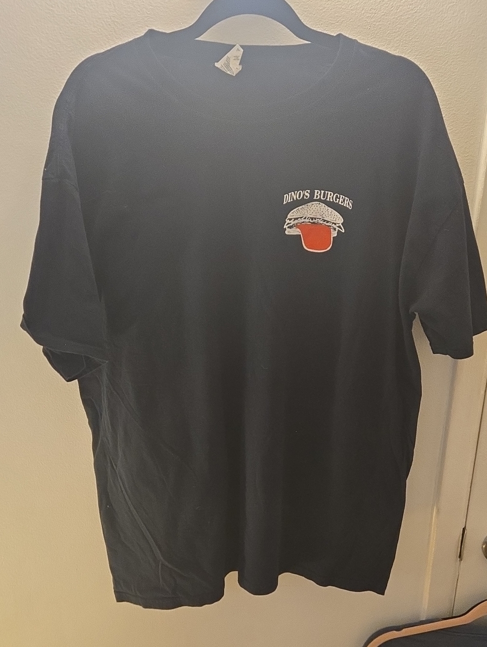 Fruit of the Loom Black Short Sleeve Tee with Dino's Burgers Patch